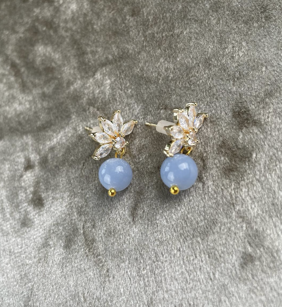 Angelite Lily Earrings - Leap of Faith Crystal Jewellery Cork