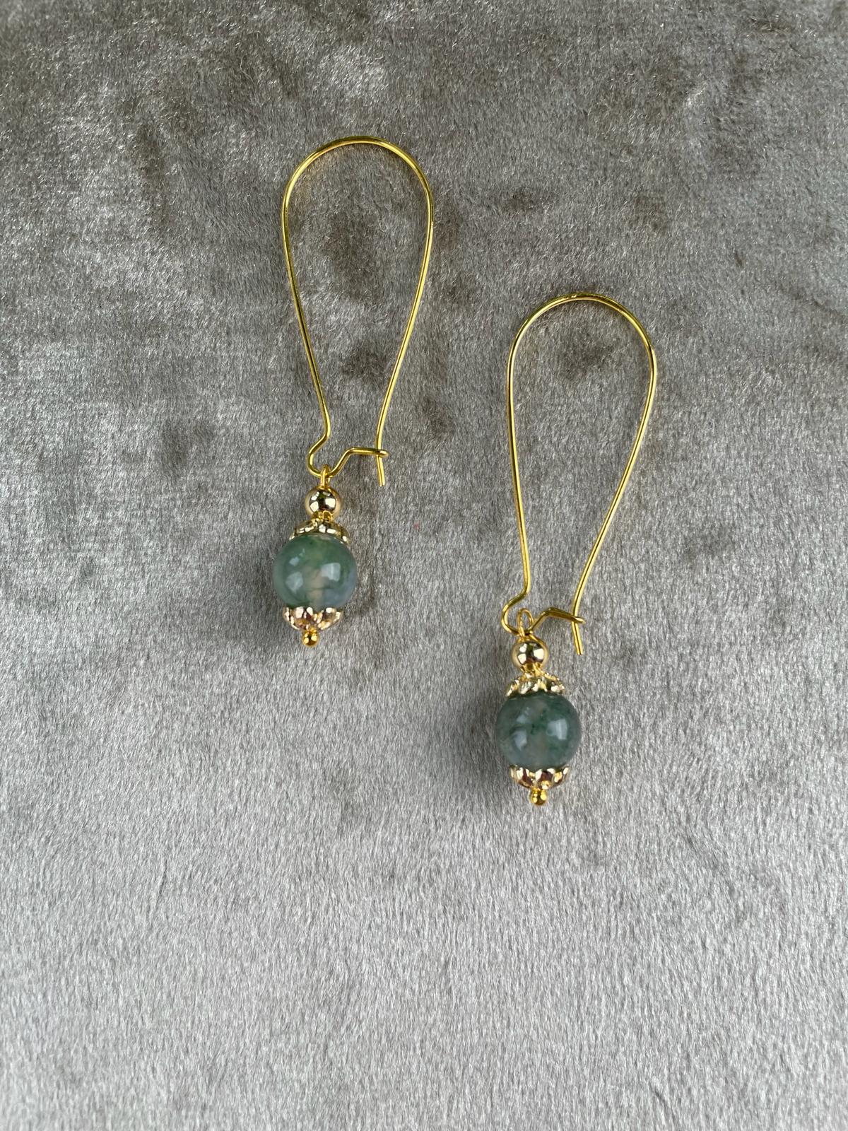 Moss Agate Earrings - Leap of Faith Crystal Jewellery Cork