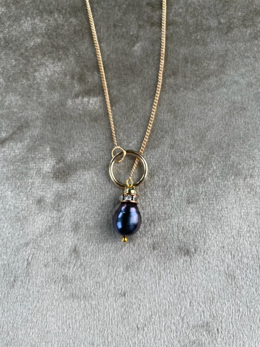 Saturn Necklace - Peacock Pearl